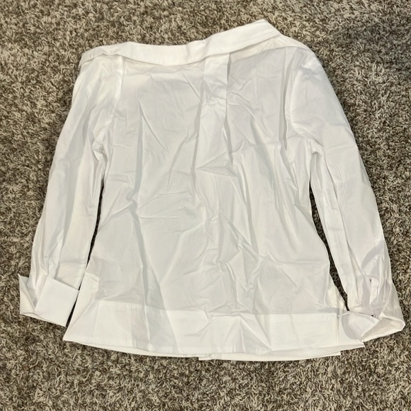 NWT Karen Millen poplin Asymmetric Longline Woven blouse Sz 6 white - Picture 7 of 9